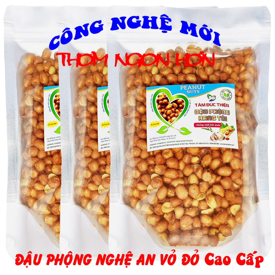 Combo 1K500GR Đậu Phộng Rang Tỏi Ớt Tâm Đức Thiện (3 x Túi 500GR)