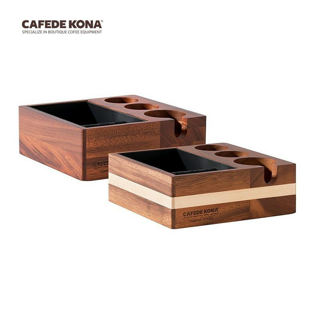 Volcano Đập bã cà phê giá đỡ tamper espresso gỗ óc chó Cafede Kona 3 trong 1