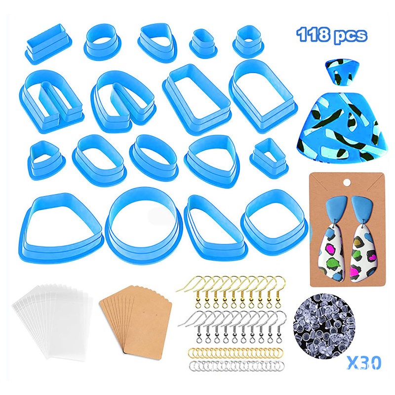 Set 118 Dụng Cụ Cắt Đất Sét Kèm Khuôn Làm Bông Tai DIY