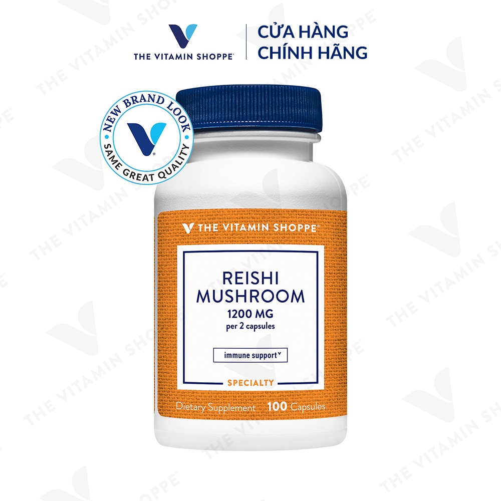 Viên uống nấm linh chi tăng cường đề kháng THE VITAMIN SHOPPE Reishi Mushroom 1200 MG 100 viên