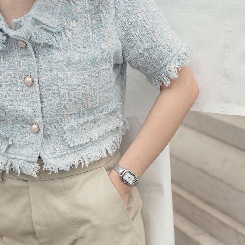 Đồng hồ nữ mặt vuông GEDI bạc đồng hồ nữ mặt nhỏ dây kim loại phong cách Hàn Quốc Watchesbytif size 26mm | BigBuy360 - bigbuy360.vn