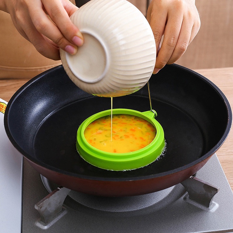Khuôn Chiên Trứng/Làm Bánh Pancake Bằng Silicone Chống Dính Thiết Kế Tiện Lợi Dễ Dùng Cho Nhà Bếp
