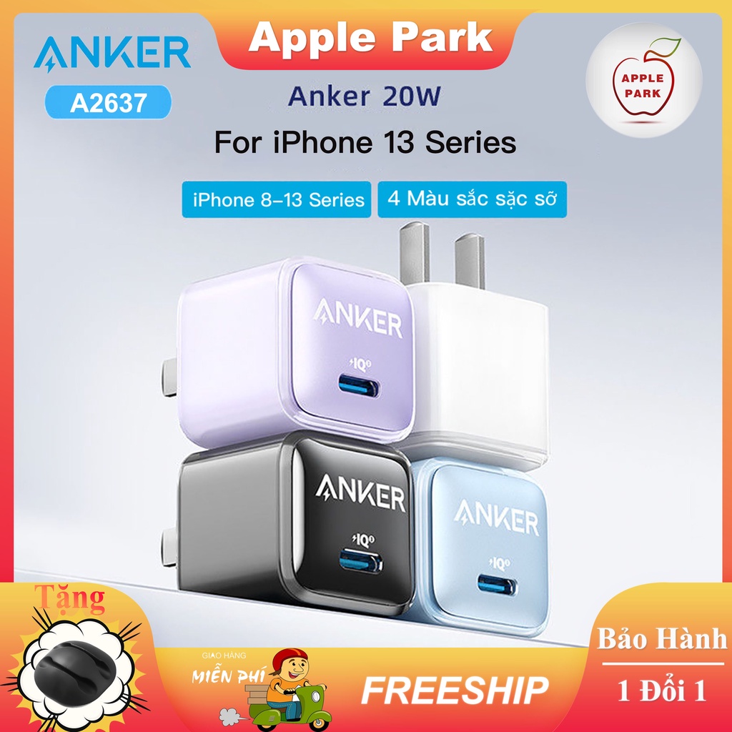 Củ Sạc Nhanh ANKER A2637 PD 20W Màu sắc sặc sỡ,Cho iPhone 13 Pro 12 Pro Max 11 Pro XS 8P 8 iPad Air Pro Vâng