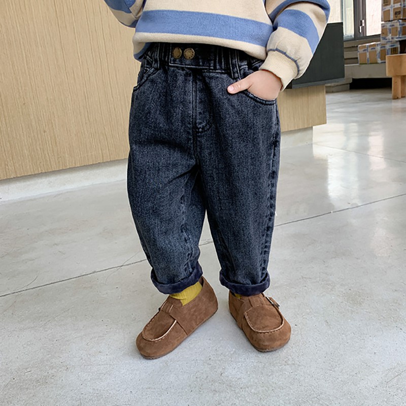 Quần Jean Baggy Co Giãn Style Hàn Quốc Cho Bé Trai Và Bé Gái Size 8-30kg