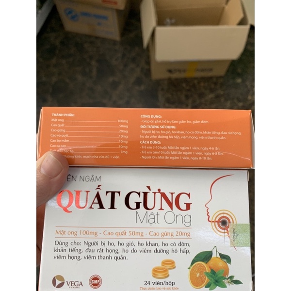 Viên ngậm quất gừng mật ong