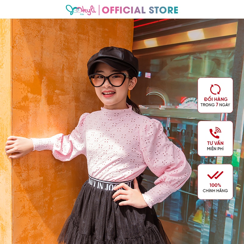 Áo thun JOOKYLI bé gái cổ 3P tay bồng 58G1012
