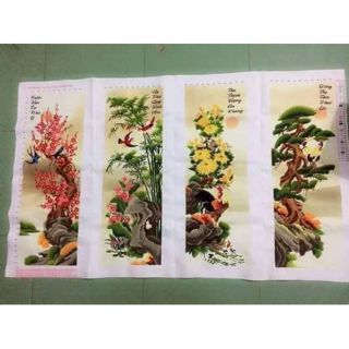 Tranh thêu thành phẩm Tứ Quý 75x1m35