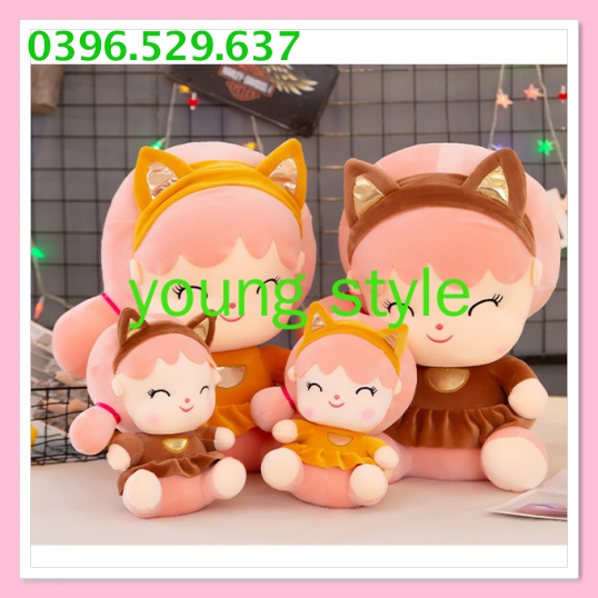 Gấu bông teddy cô gái cosplay mèo, gấu nhồi bông cô gái cosplay mèo siêu dễ thương Size 25cm và 45 cm