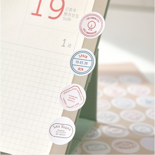 Set 48 Round sticker, phụ kiện dán postcard, dán ảnh DIY - Văn Phòng Phẩm Sáng Tạo