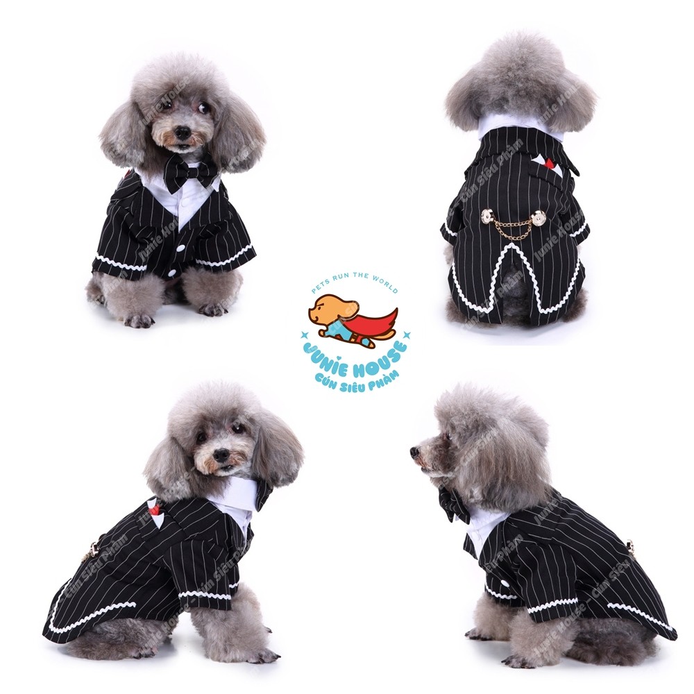Áo vest đen kèm nơ cho chó mèo nhỏ
