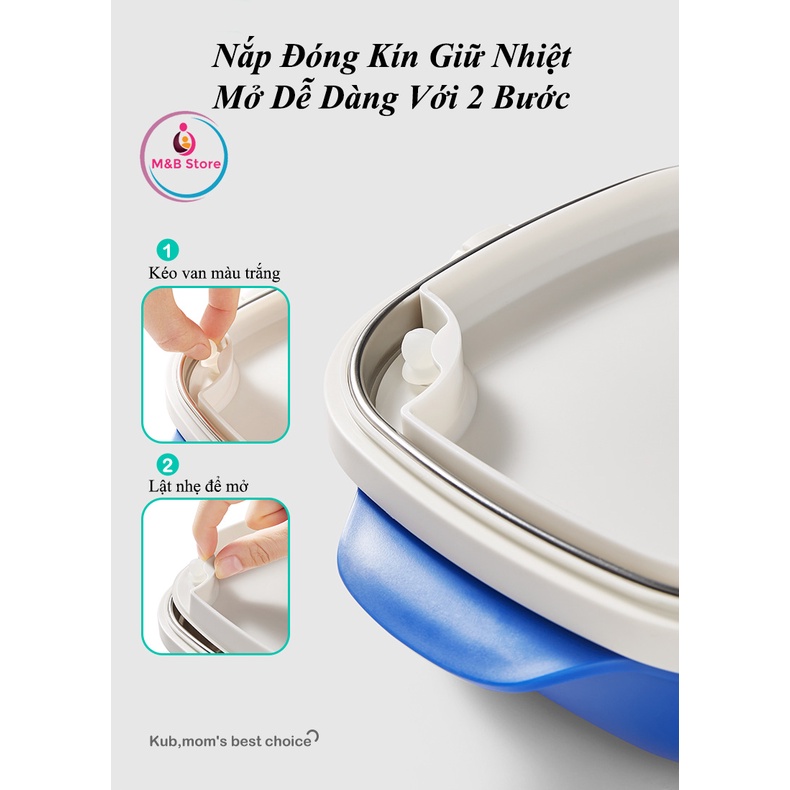Khay Ăn Dặm Giữ Nhiệt, Inox 316, Dung Tích 500ml - KUB