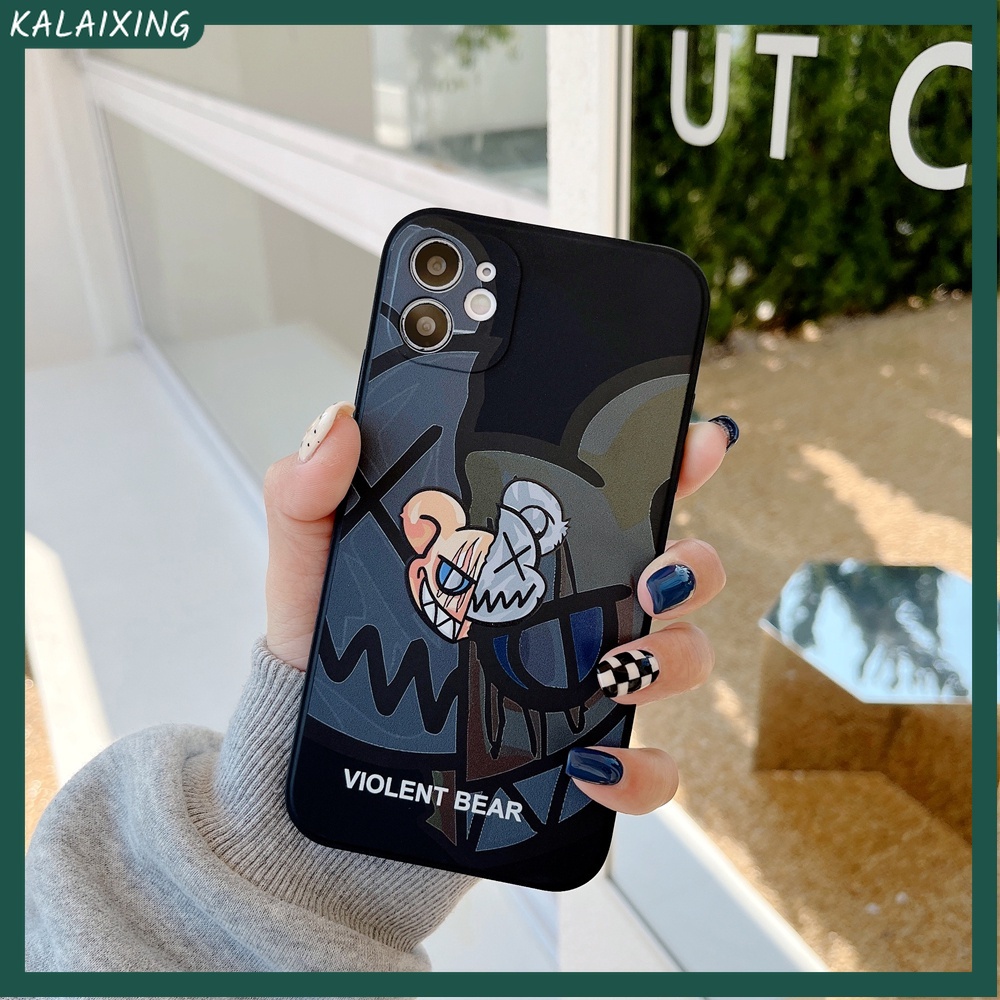Ốp Điện Thoại TPU Mềm Hình Vuông Họa Tiết Gấu Cho iPhone 13 / 12 / 11 Pro Max mini 7plus