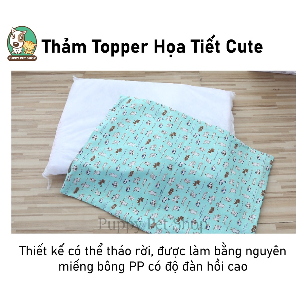 Thảm topper cho thú cưng, chó mèo họa tiết Cute
