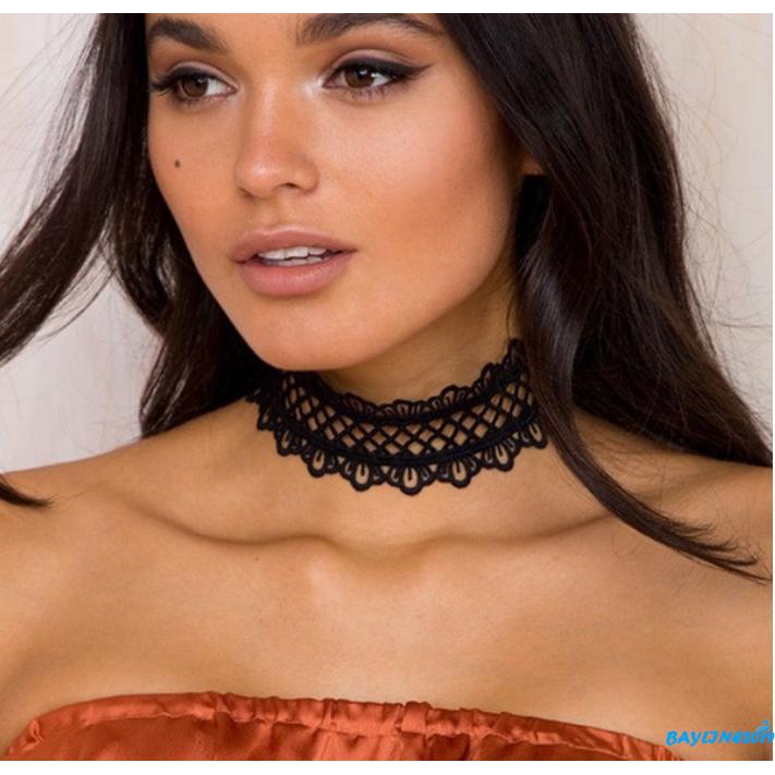Vòng Cổ Choker Ren Đính Hoa Hồng Phong Cách Gothic