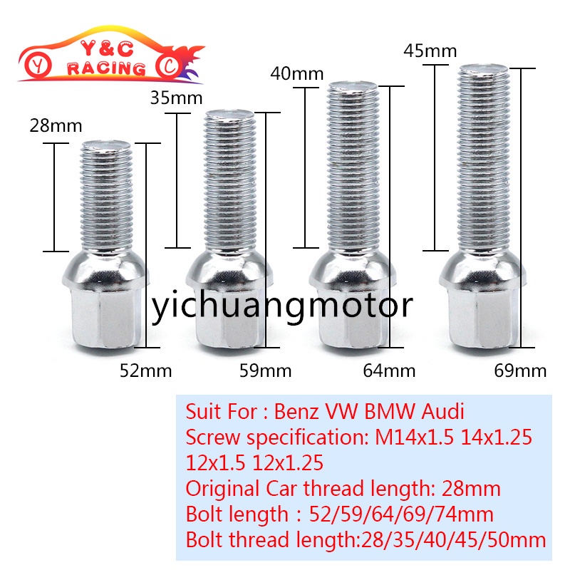 Volkswagen Vít Mở Rộng Khung Bánh Xe Hơi 28 / 35 / 40 / 45mm Bằng Thép Cứng