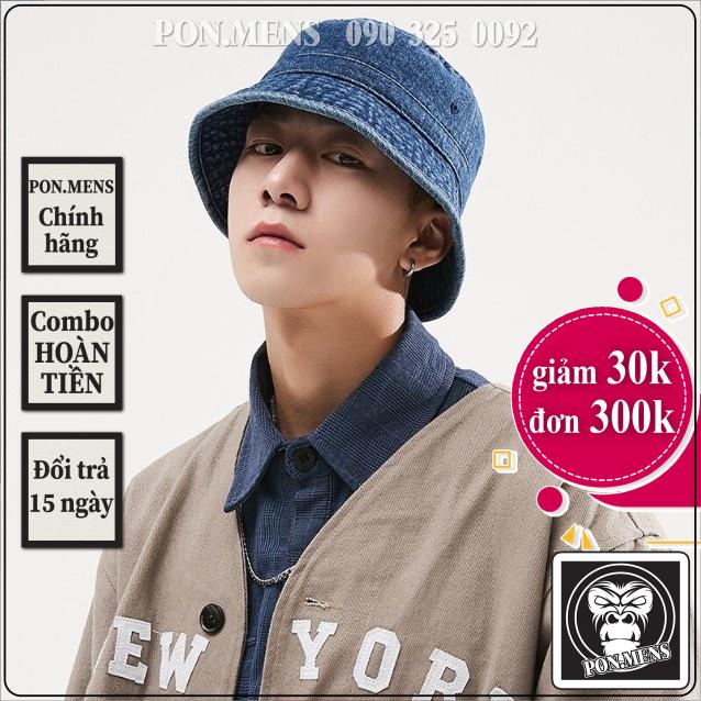 Mũ bucket vành cụp Nón tai bèo trơn denim cao cấp form unisex nam nữ Pon.mens