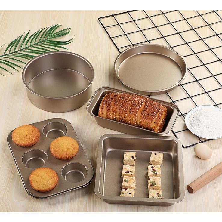 Bộ 5 Khuôn Nướng Làm Bánh Chống Dính Chất Liệu Thép Carbon Không Gỉ Loại Đẹp