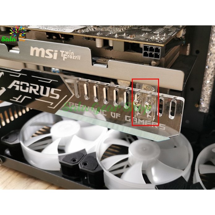 Đỡ Card VGA led RGB Khắc chữ ROG/ AORUS đồng bộ Led hub Coolmoon, dài 25cm | BigBuy360 - bigbuy360.vn