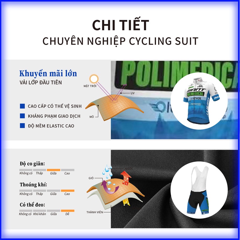 GIANT Bộ quần áo thể thao đi xe đạp thoáng khí nhanh khô thời trang