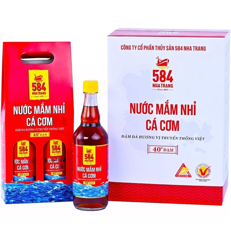 THÙNG 6 CHAI NƯỚC MẮM 584 NHA TRANG 40 ĐỘ ĐẠM 510ML