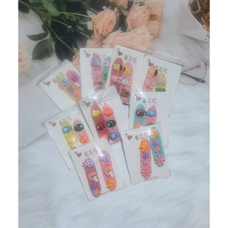 Set 2 kẹp tóc dán phối kim tuyến nhiều màu cho bé