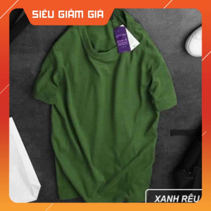 Áo Thun Trơn Tay Lỡ Xanh Rêu Unisex Nam Nữ - Waurn Shop