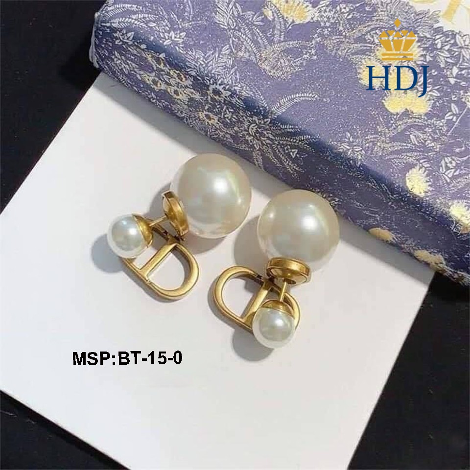 (Hàng hot) Khuyên tai nữ CD gắn ngọc trai nhân tạo trang sức HDJ mã BT-15-0
