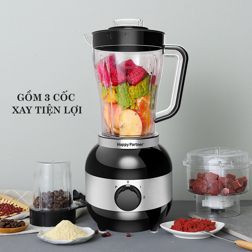 [ CHÍNH HÃNG ] Máy Xay Đa Năng HAPPY PARTNER Công Suất 350W Kèm 2 Cốc Xay Hạt Và Thịt Siêu Tiện Lợi Bảo Hành 12 Tháng