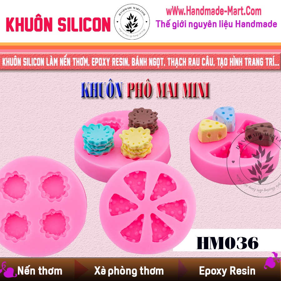 Khuôn silicon phô mai mini dễ thương dùng tạo hình handmade đẹp chuẩn DIY - HM036
