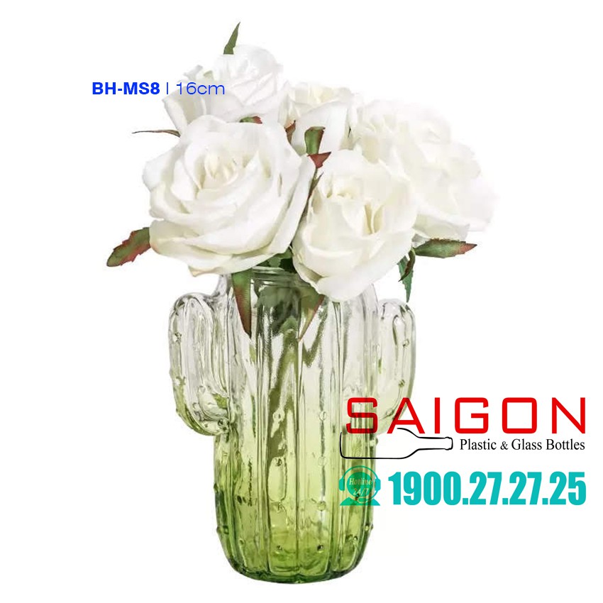 Bình Hoa Cây Xương Rồng nhiều màu Sắc cao 16cm ( không tem nhãn )