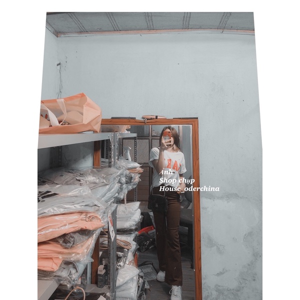 Quần JEAN ỐNG LOE 2 Màu nâu đen chất jean mềm quảng châu  -ulzzang  kèm ảnh thật video shop chụp.