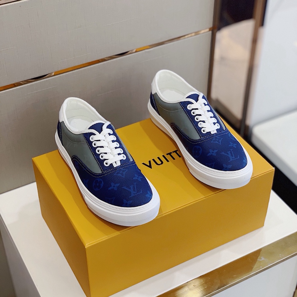 Giày sneakers nam cao cấp da thật Louis Vuitton LV thiết kế bắt mắt, trẻ trung và kiểu dáng dễ phối đồ