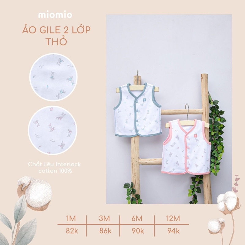 Áo gile cotton 2 lớp Mio mio dày dặn, mềm ấm cho bé