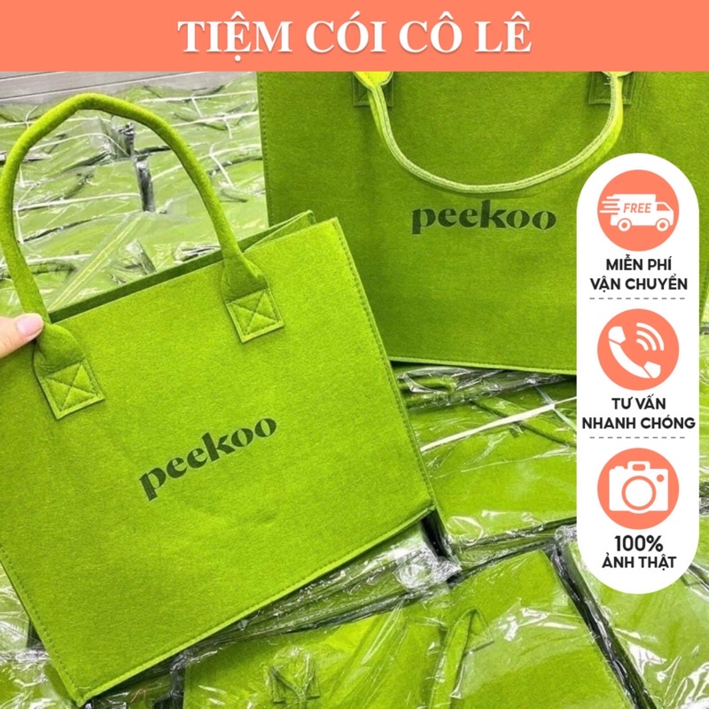 Túi Peekoo xanh lá 2size hottrend 2022- Tiệm Cói Cô Lê