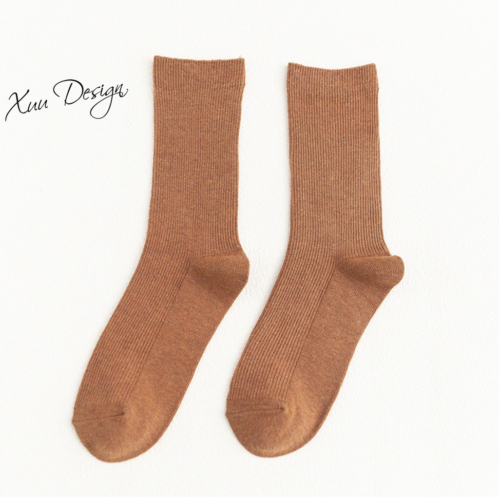 Tất cao cổ nữ Xuu Design phong cách vintage chất liệu cotton co dãn T05