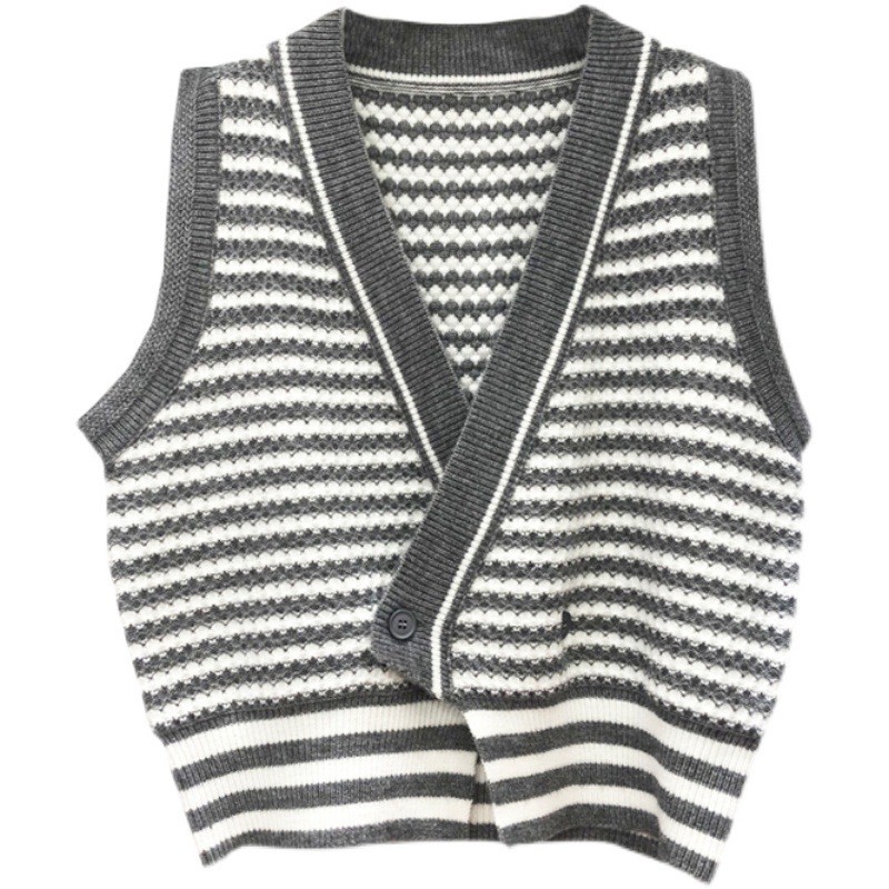 Áo Gile Len Kẻ Ngang Vạt Chéo Ulzzang - Titto Closet | BigBuy360 - bigbuy360.vn