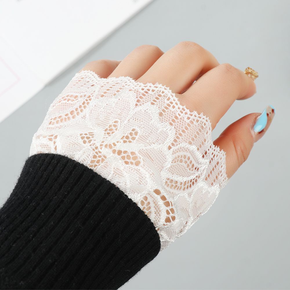 Cổ tay áo giả vải ren chống nắng phối áo len phong cách thời trang xuân thu