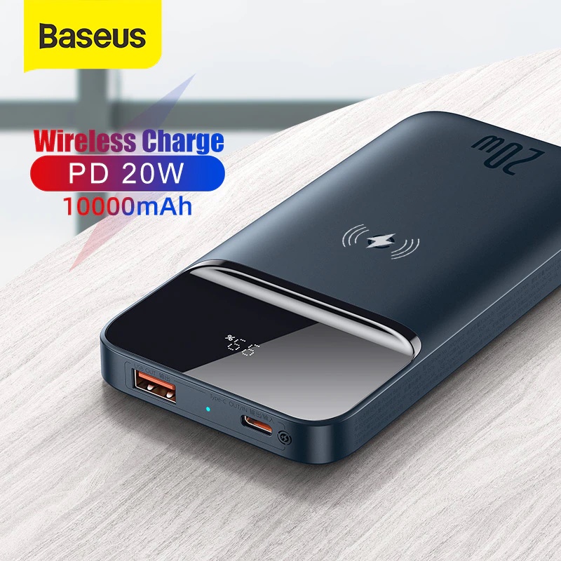 [Mã 44ELSALE2 giảm 7% đơn 300K] Pin Sạc Dự Phòng Không Dây Baseus Dung Lượng 10000mAh Sạc Nhanh 20W Cho Iphone 12