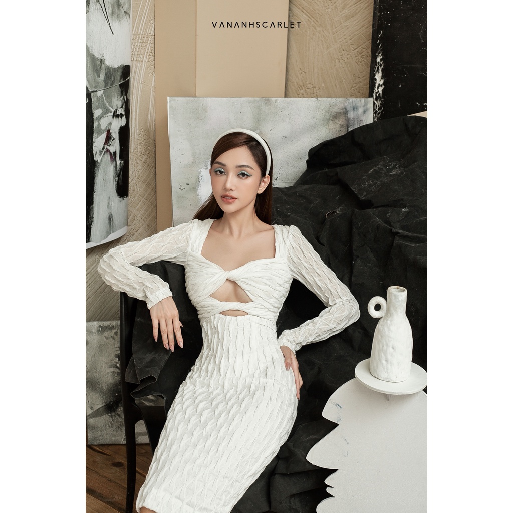 Váy nữ VANANHSCARLET Dài xoắn chéo ngực