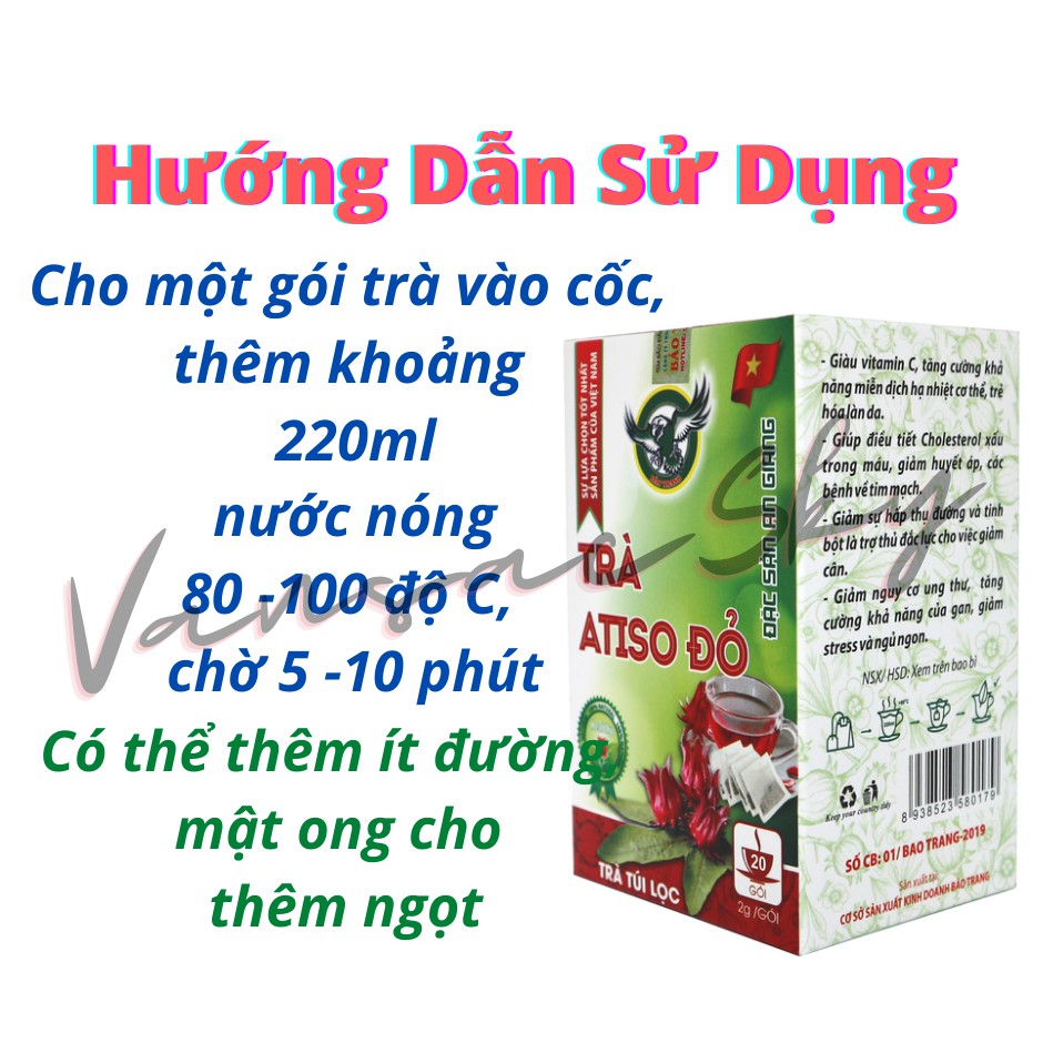 Trà túi lọc atiso đỏ 40 gram 20 gói chống lão hóa, tăng miễn dịch, điều hòa đường huyết, huyết áp-BAO TRANG-VansacSky