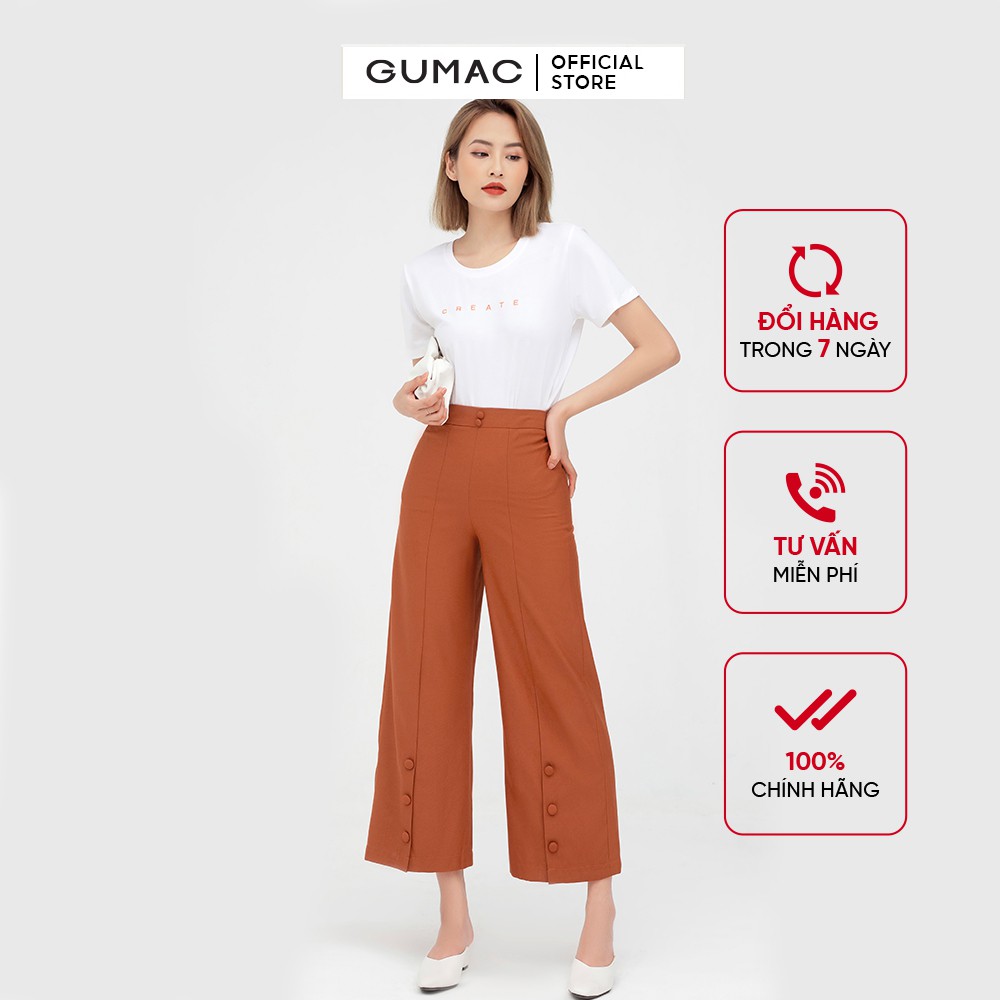 [Mã WABRGU72 giảm 10% tối đa 50k đơn 250k] Quần tây nữ ống rộng phối nút GUMAC nhiều màu QB530 | BigBuy360 - bigbuy360.vn