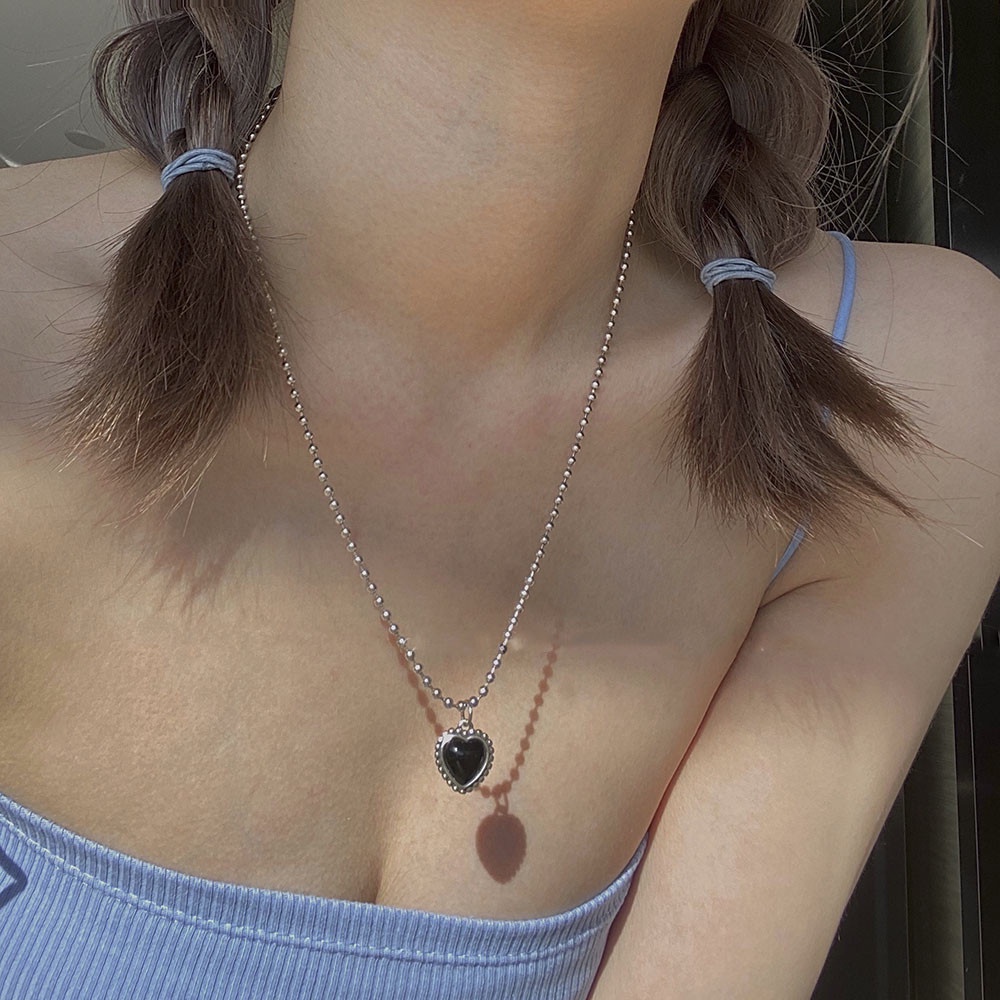Đen Vòng Cổ Choker Mặt Trái Tim Thời Trang Cá Tính Cho Nữ