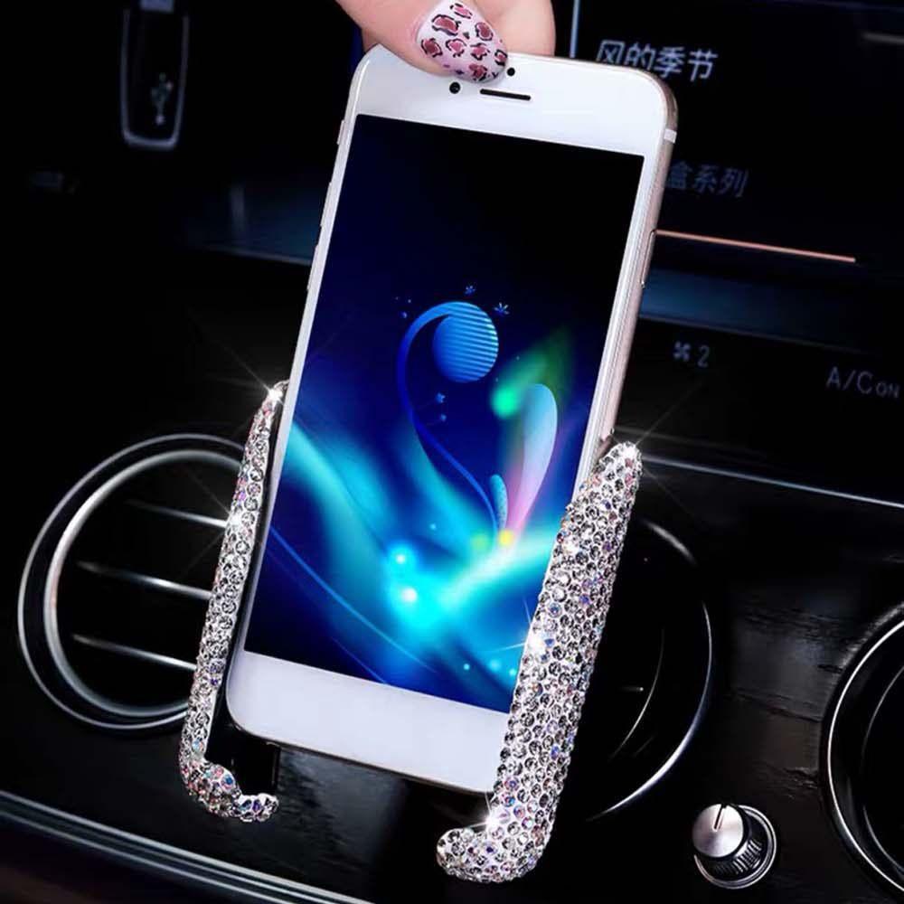Giá Đỡ Điện Thoại Đính Kim Cương Giả Thông Dụng Có Thể Điều Chỉnh Cho Nữ|Giá Đỡ Điện Thoại Gắn Lỗ Thông Gió Xe Hơi