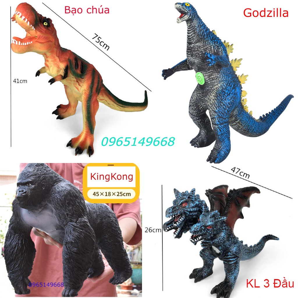 Mô Hình Đồ Chơi Nhân Vật KingKong 45cm Vs Godzilla 80cm bằng nhựa mềm