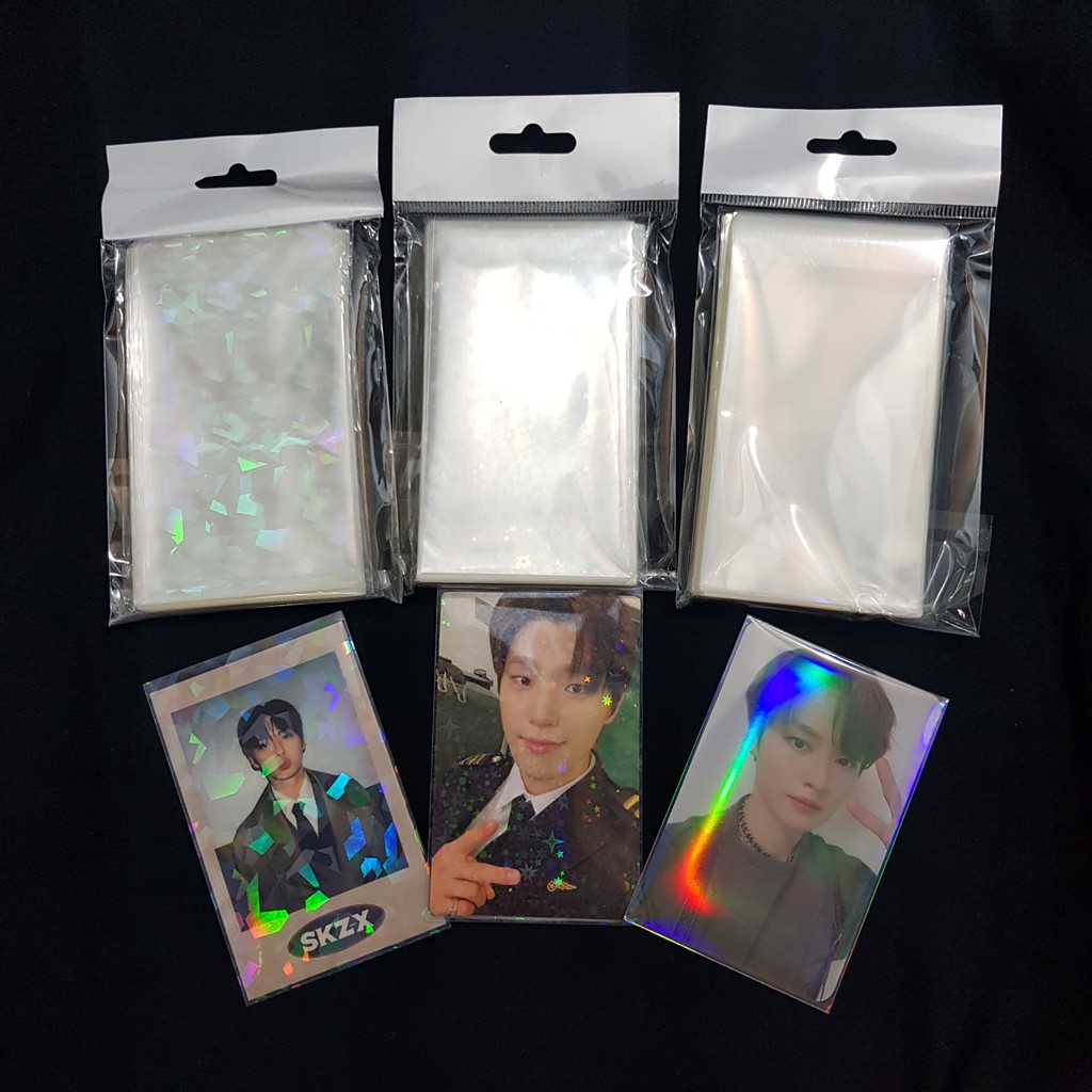 Sleeve dán đựng card/ ảnh/ photocard hologram lấp lánh nhiều loại đa giác, ngôi sao, cầu vồng 57*87mm