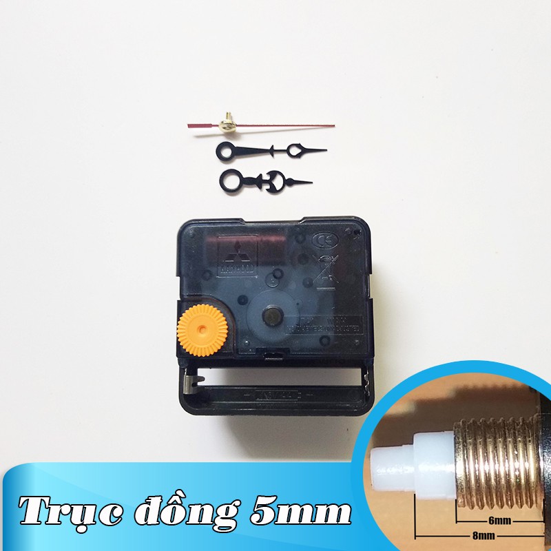 Kim trôi - Bộ kim đen 3.5cm và Máy đồng hồ treo tường loại tốt - Trục 5mm