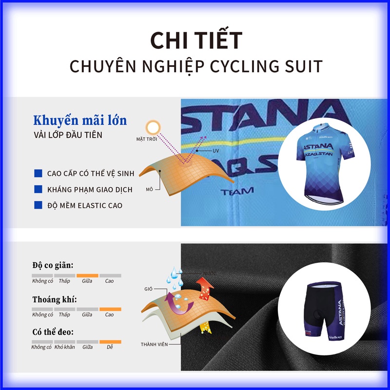 ASTANA Bộ quần áo thể thao đi xe đạp thoáng khí nhanh khô thời trang