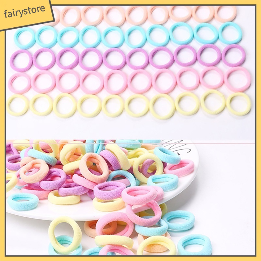 Set 100 Dây Cột Tóc Nhiều Màu Cho Bé Gái