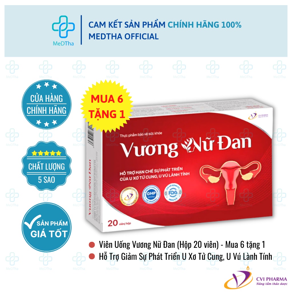 Vương Nữ Đan - Nội Tiết Tố Nữ, Hỗ Trợ Giảm U Xơ Tử Cung, U Nang (Hộp 20 Viên) [Chính Hãng]