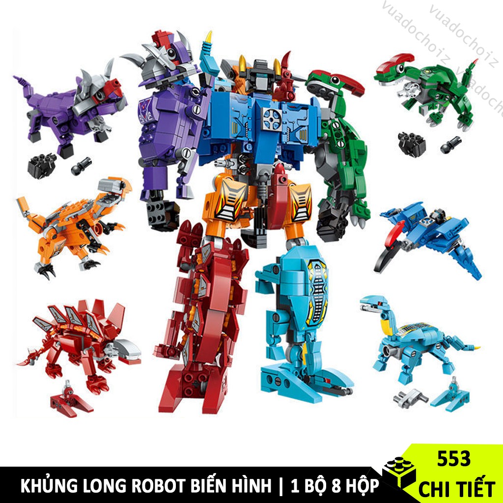 Bộ Lắp Ráp Robot Biến Hình QMAN, Lego Robot khủng long 6in1